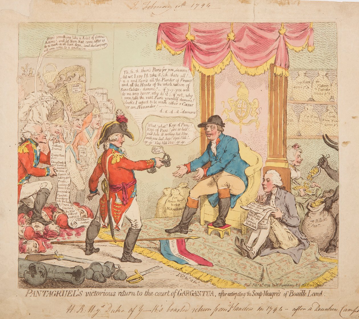 Pantagruels siegreiche Rückkehr an den Hof von Gargantua von James Gillray