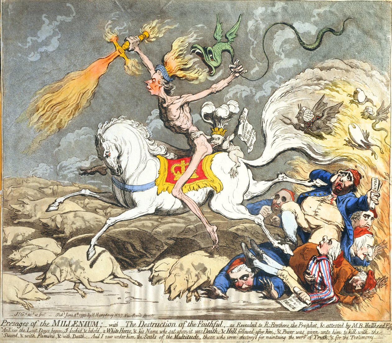 Vorzeichen des Jahrtausends, veröffentlicht von Hannah Humphrey im Jahr 1795 von James Gillray