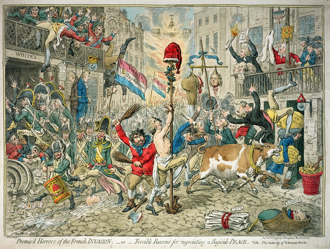 Versprochene Schrecken der französischen Invasion, veröffentlicht von Hannah Humphrey von James Gillray
