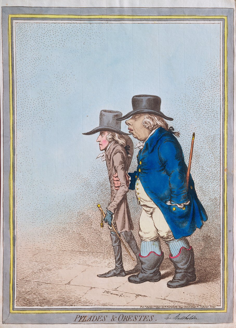 Pylades und Orestes, veröffentlicht von Hannah Humphrey, 1797 von James Gillray