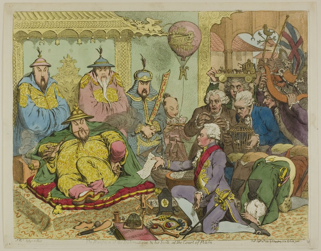 Empfang des Diplomaten und seines Gefolges am Hof von Peking von James Gillray