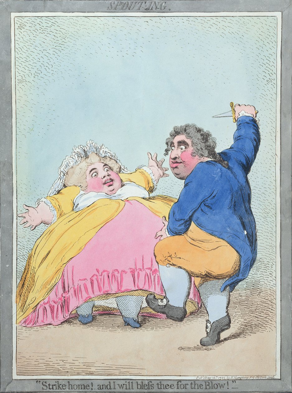 Spouting, veröffentlicht von Hannah Humphrey 1792 (handkolorierte Radierung) von James Gillray
