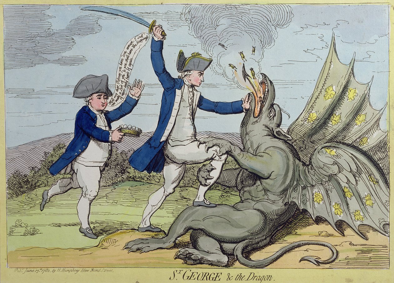 St. Georg und der Drache, veröffentlicht von Hannah Humphrey 1782 von James Gillray