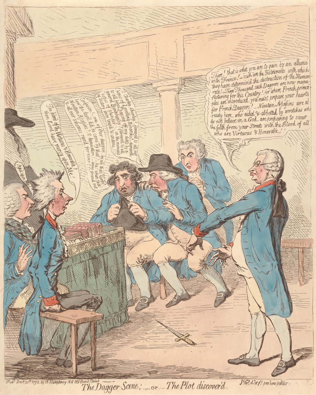 Die Dolchszene: - oder - Die aufgedeckte Verschwörung von James Gillray