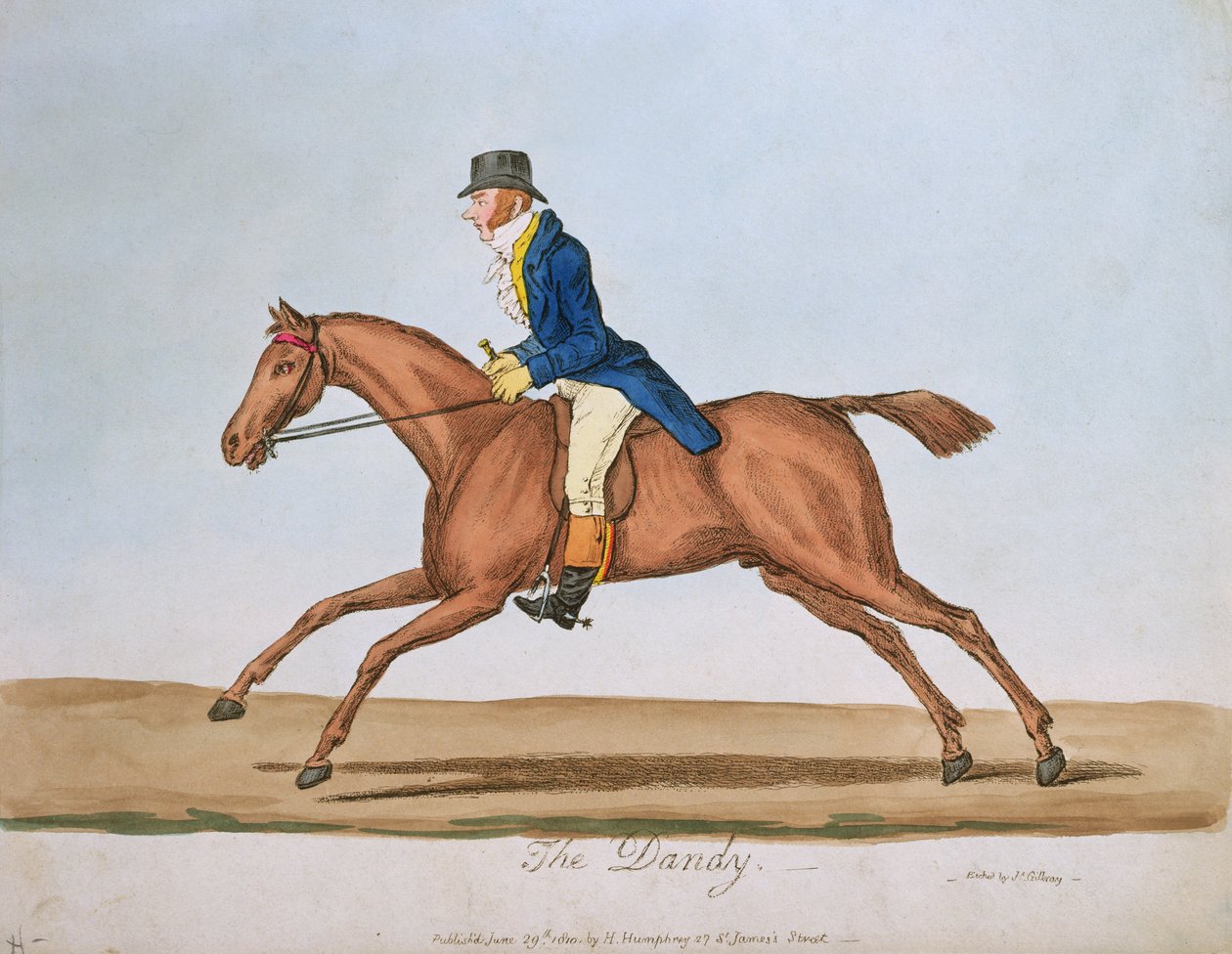 Der Dandy, veröffentlicht von Hannah Humphrey im Jahr 1810 von James Gillray