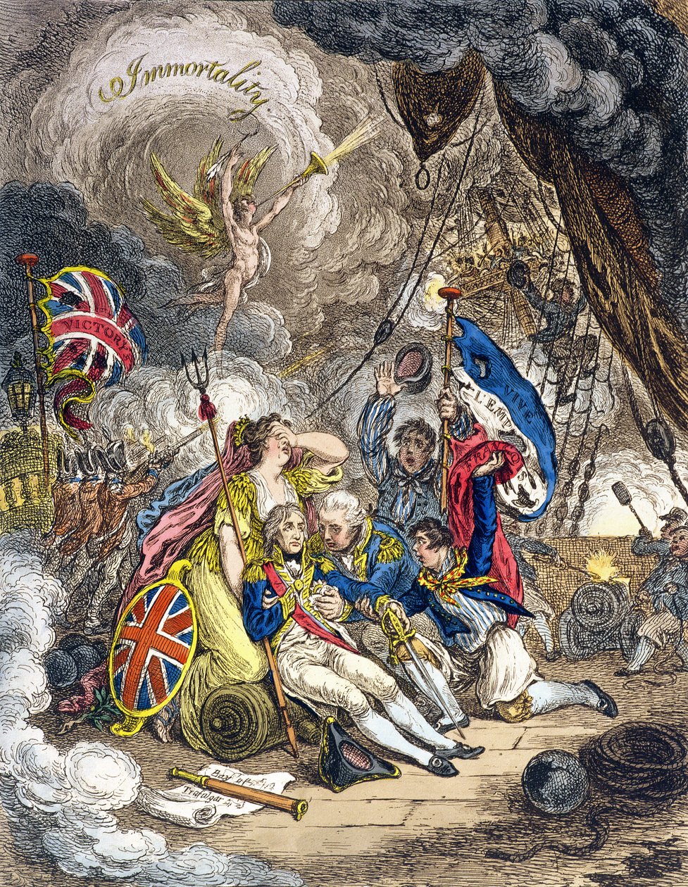 Der Tod von Admiral Lord Nelson im Moment des Sieges! veröffentlicht von Hannah Humphrey in 1805 von James Gillray
