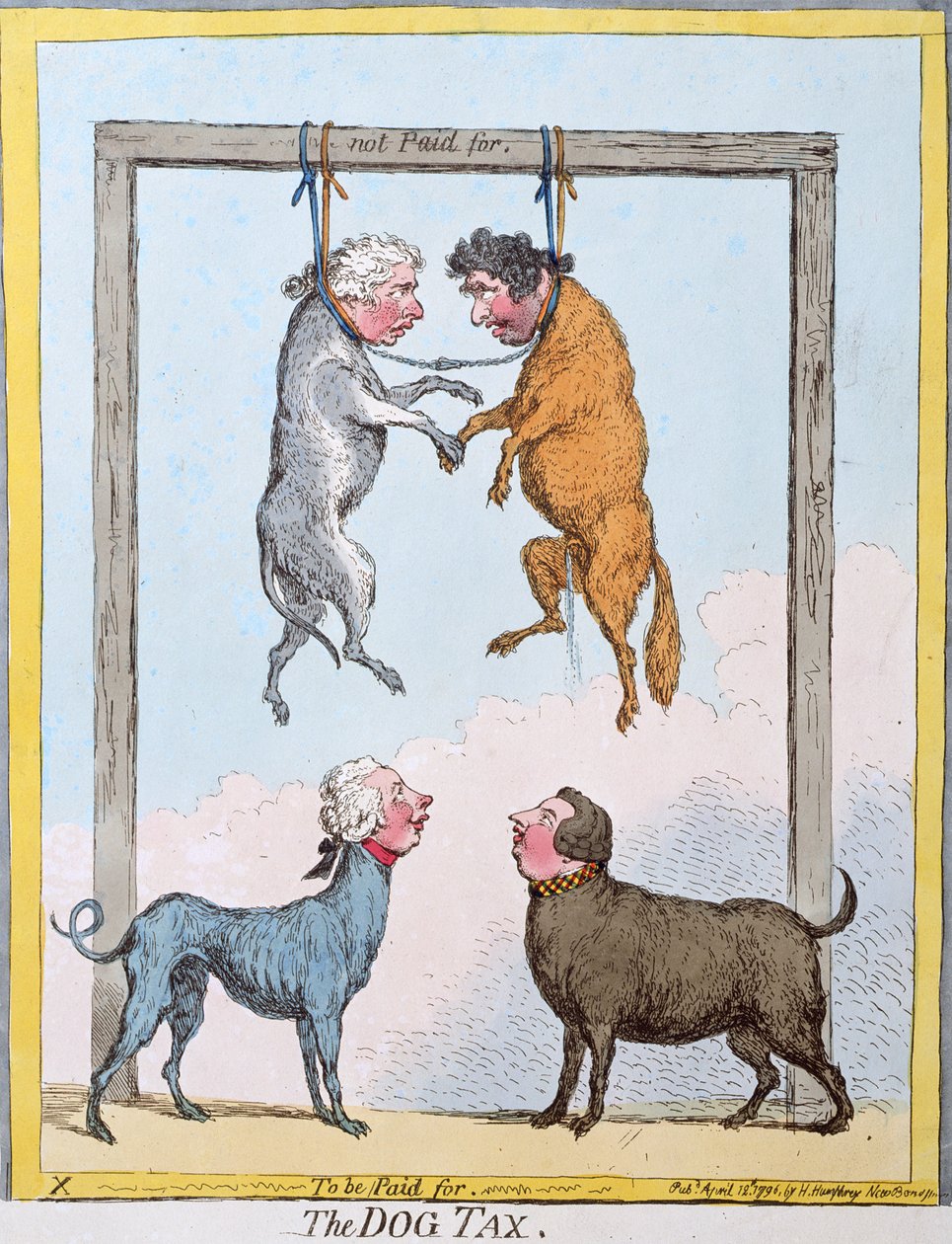 Die Hundesteuer, veröffentlicht von Hannah Humphrey in 1796 von James Gillray