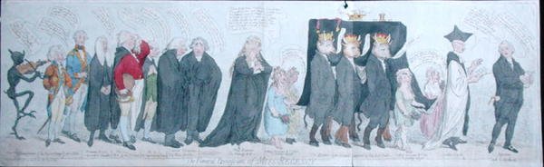 Der Trauerzug von Miss Regency von James Gillray