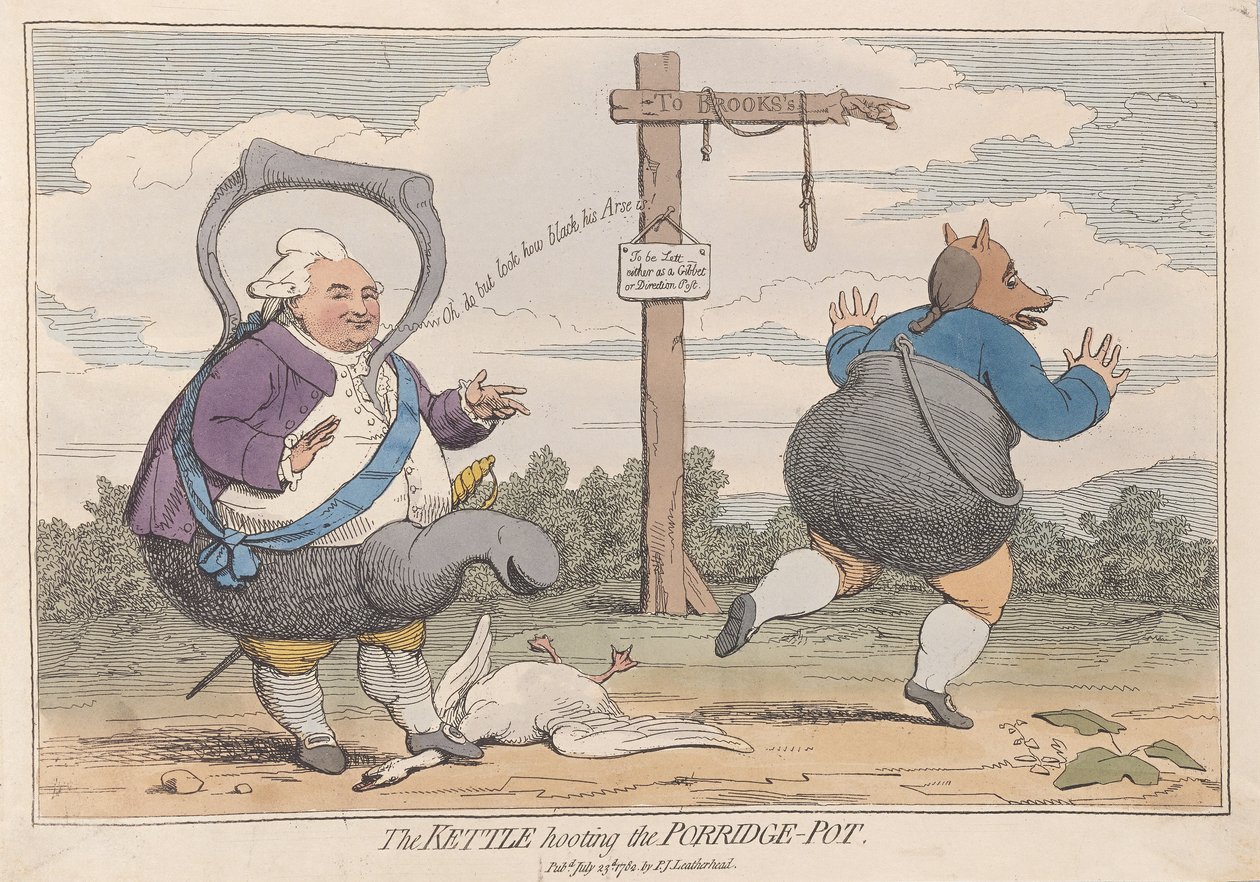 Der Kessel verhöhnt den Brei-Topf, veröffentlicht 1782 von James Gillray