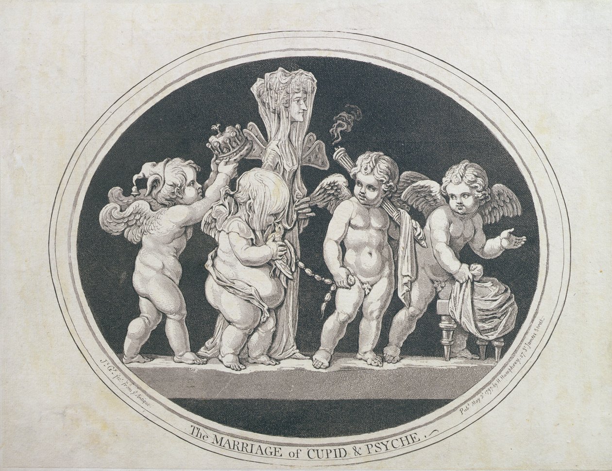 Die Hochzeit von Amor und Psyche, veröffentlicht von Hannah Humphrey im Jahr 1797 von James Gillray