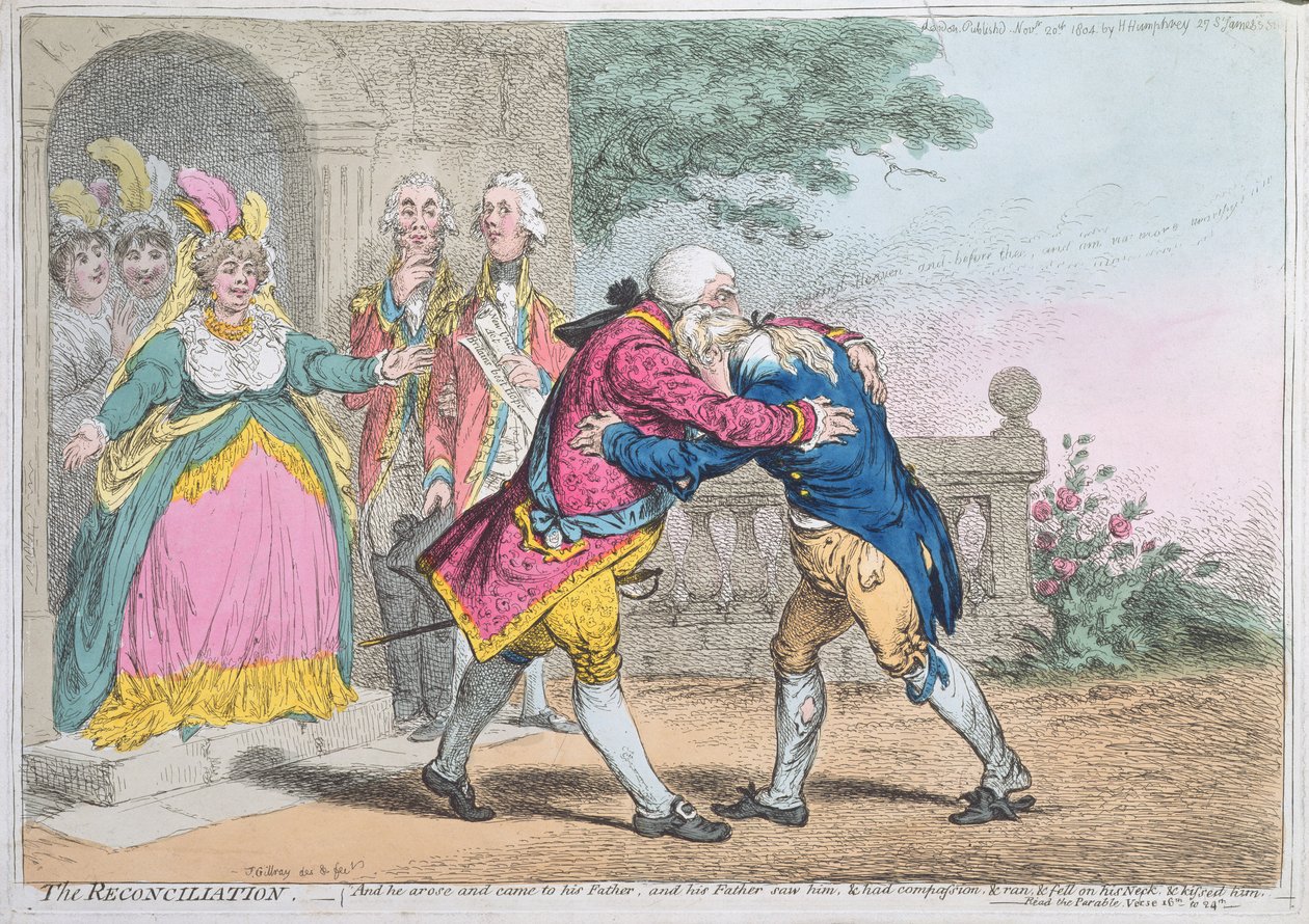 Die Versöhnung, veröffentlicht von Hannah Humphrey, 1804 von James Gillray