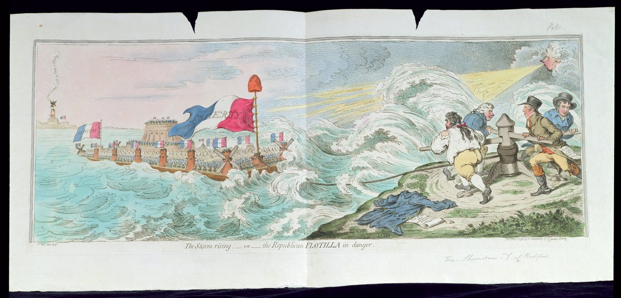 Der Sturm zieht auf oder Die republikanische Flottille in Gefahr von James Gillray
