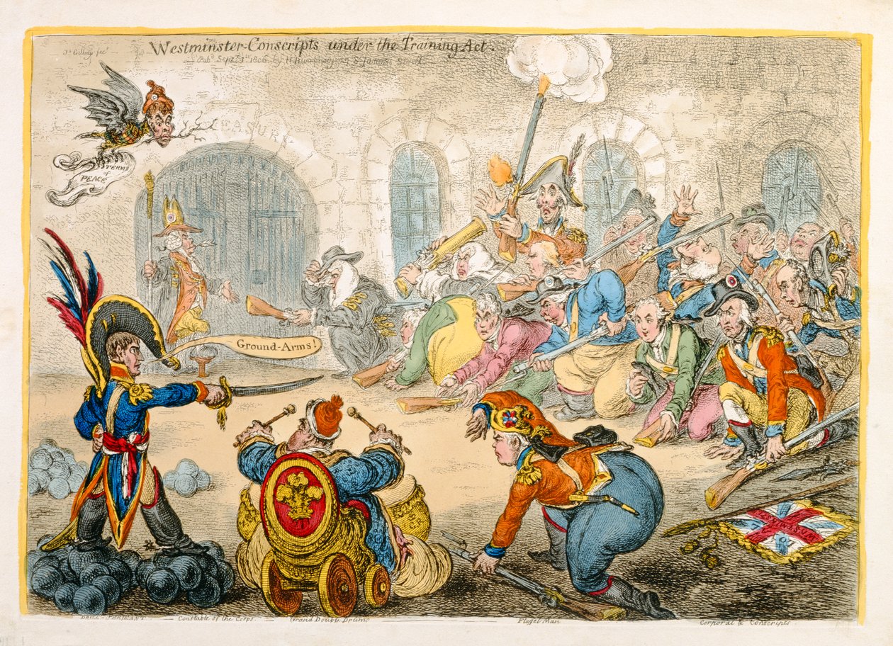 Westminster-Konskripte unter dem Ausbildungsgesetz, veröffentlicht von Hannah Humphrey, 1806 von James Gillray