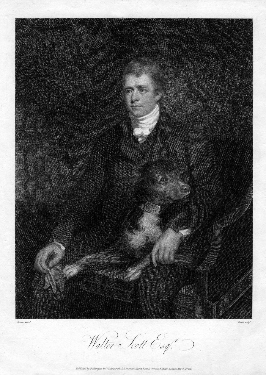 Sir Walter Scott, 1. Baronet, produktiver schottischer Historienromanautor und Dichter, 1810 von James Heath
