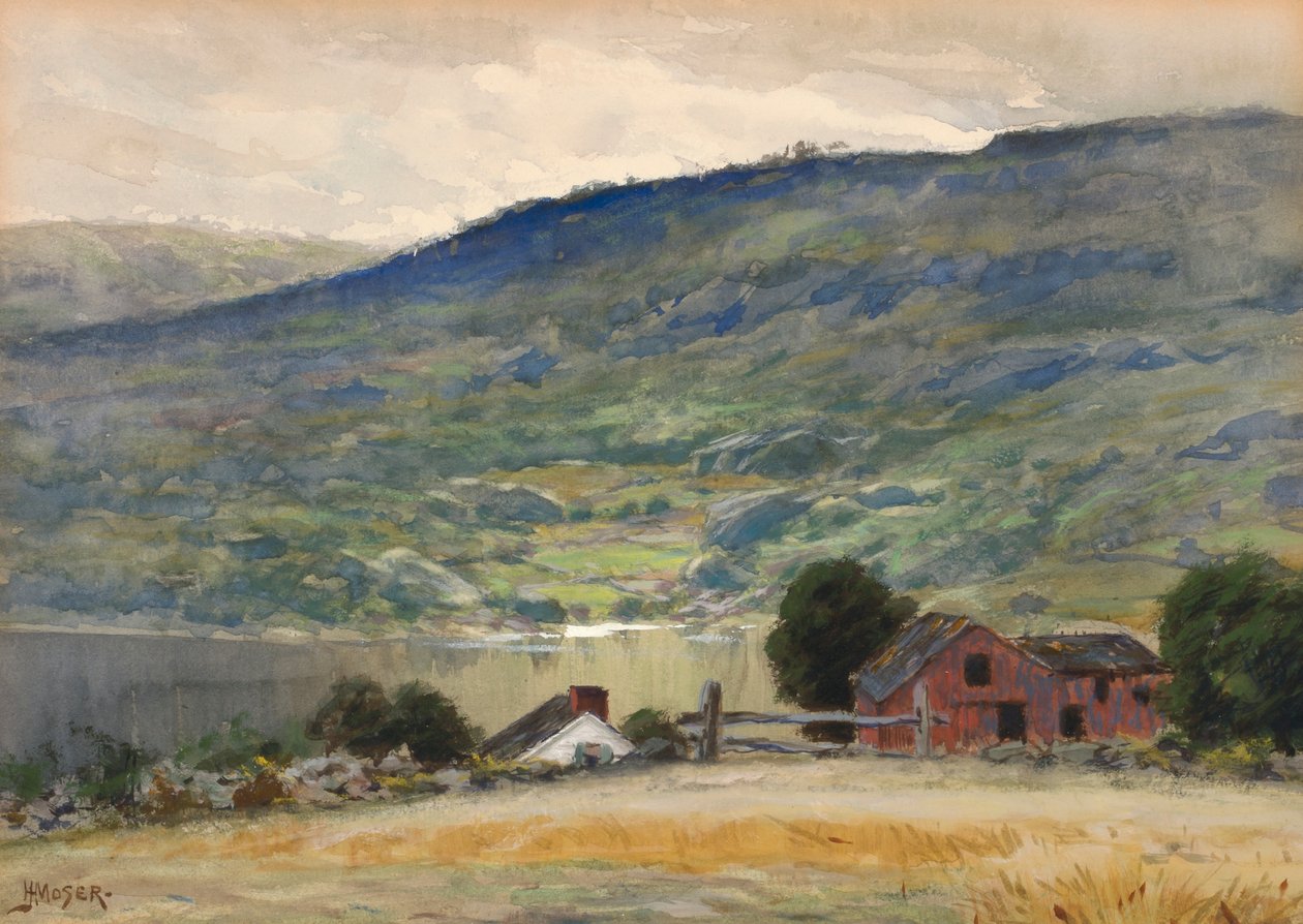 Hügel und See, spätes 19. bis frühes 20. Jahrhundert von James Henry Moser