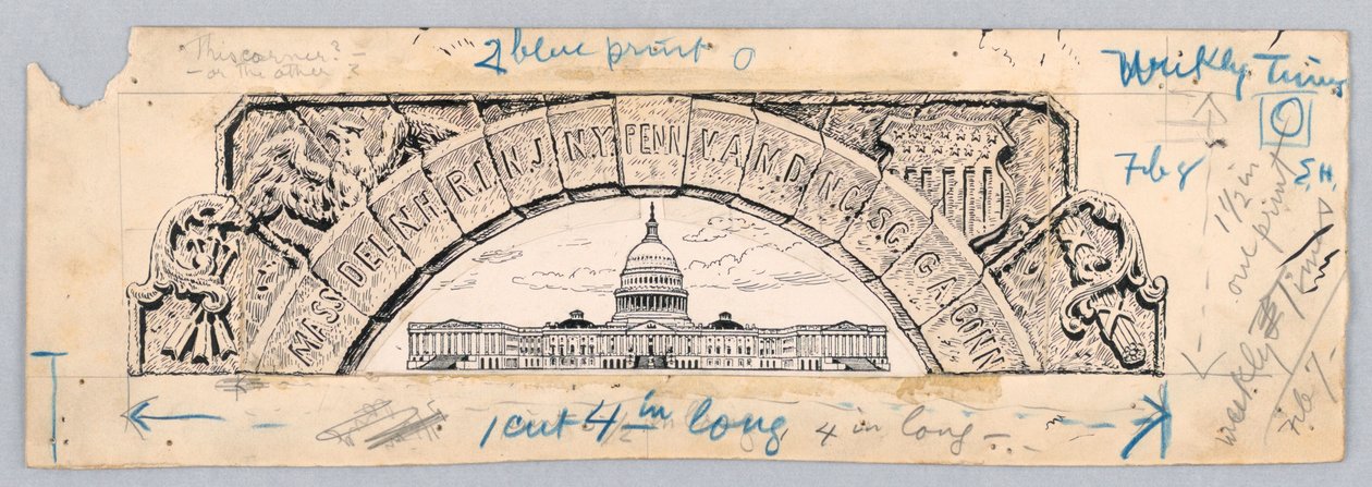 US-Kapitolgebäude, unter einem Bogen der dreizehn Staaten von James Henry Moser
