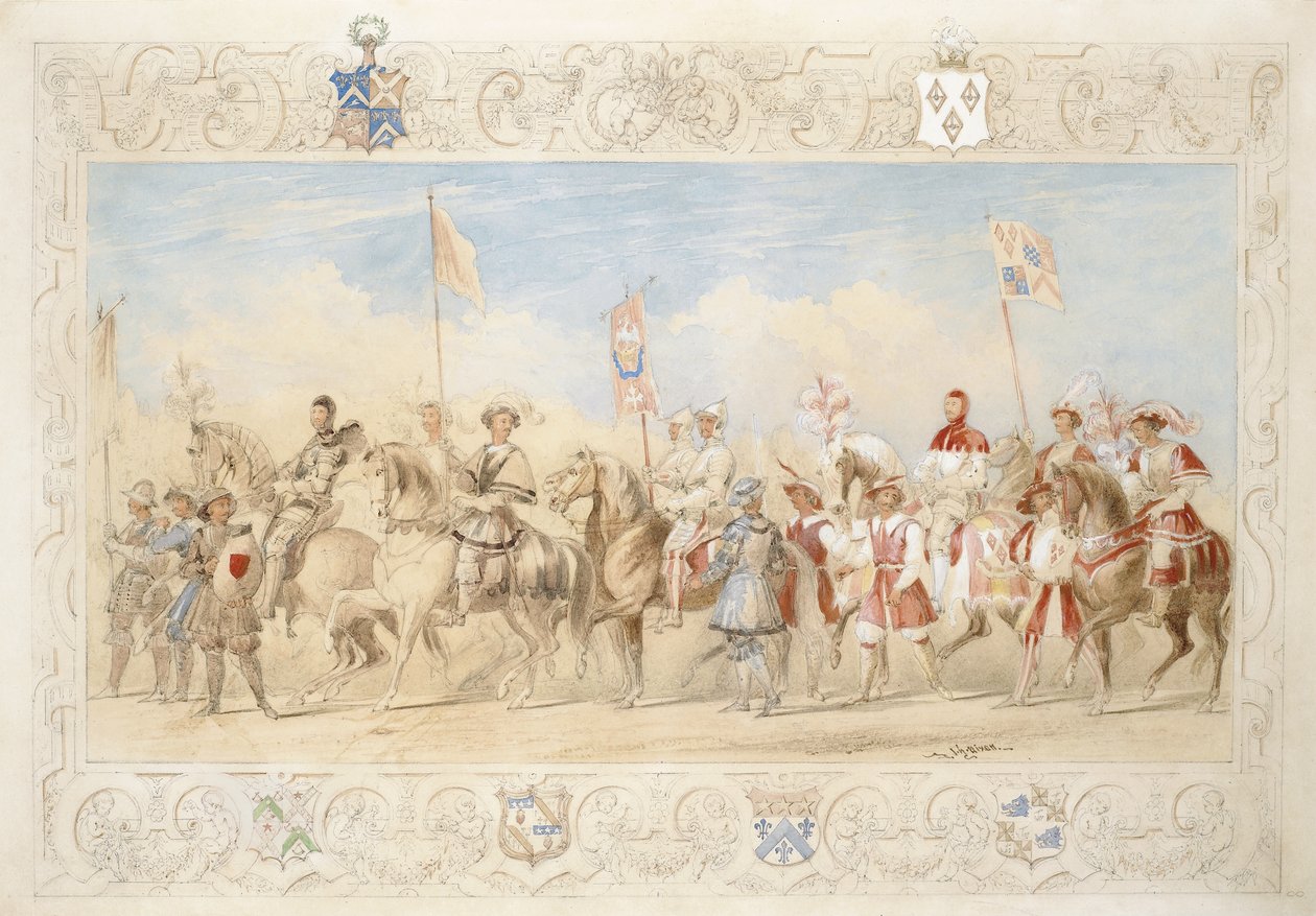 Walter Little Gilmour Esq., Der Schwarze Ritter und Hon. Edward Stafford Jerningham, Ritter des Schwans, 1839 von James Henry Nixon