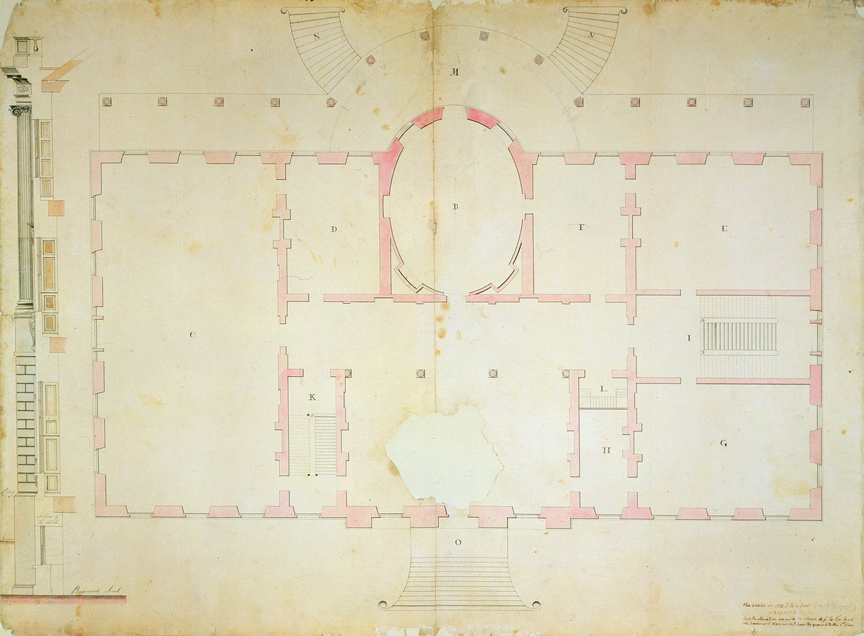 Plan des Präsidentenhauses, Washington, 1792 von James Hoban