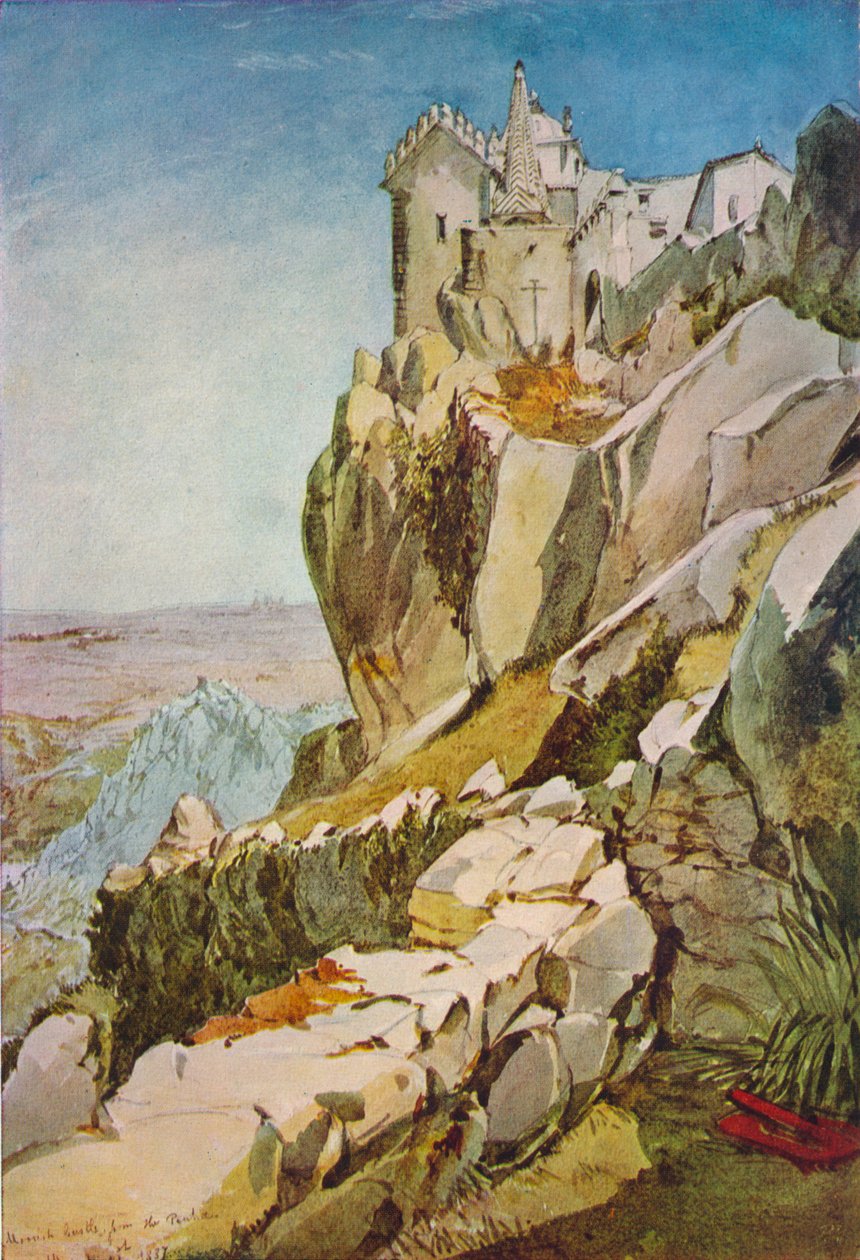 Skizze in Portugal, Maurische Burg von der Penha, Maurische Burg, Mafra, 1837 von James Holland