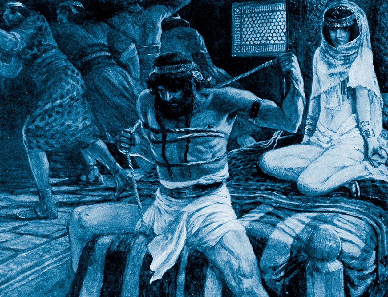 Simson zerbricht seine Fesseln von J. James Tissot - Bibel von James Jacques Joseph (after) Tissot