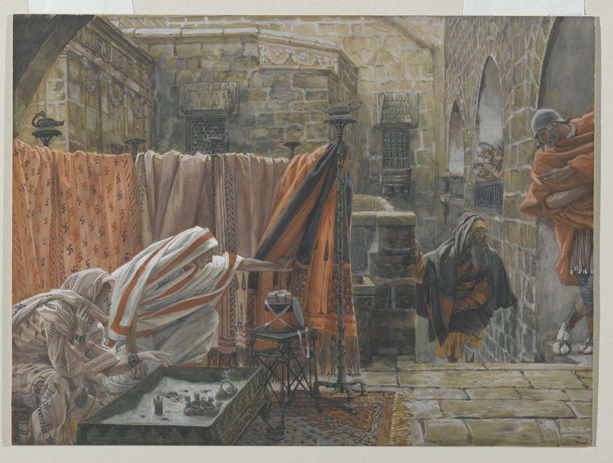 Joseph von Arimathäa sucht Pilatus, um die Erlaubnis zu bitten, den Leichnam Jesu abzunehmen, Illustration aus Das Leben unseres Herrn Jesus Christus, 1886-94 von James Jacques Joseph Tissot
