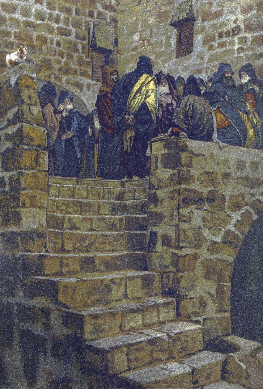 Der böse Rat des Kaiphas - aus „Das Leben unseres Herrn Jesus Christus“ - 1899 von James Tissot - Das Leben unseres Herrn Jesus Christus, von Jacques Joseph (Jacques-Joseph) Tissot genannt James Tissot (1836-1902) von James Jacques Joseph Tissot