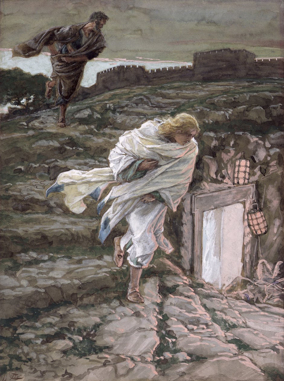 St. Peter und St. Johannes laufen zum Grab, Illustration für Das Leben Christi, ca. 1886-94 von James Jacques Joseph Tissot