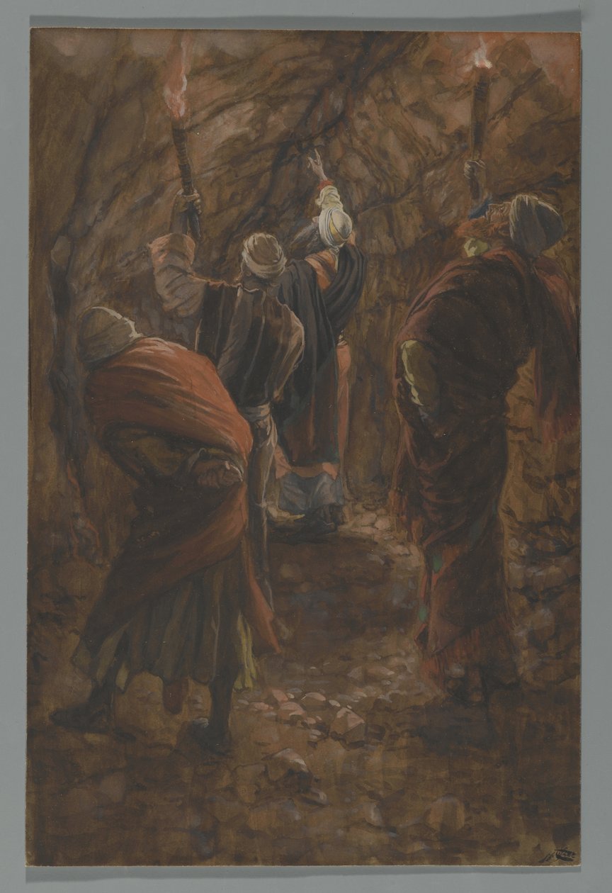 Der Riss im Felsen in der Höhle unter Golgatha, Illustration aus Das Leben unseres Herrn Jesus Christus, 1886-94 von James Jacques Joseph Tissot