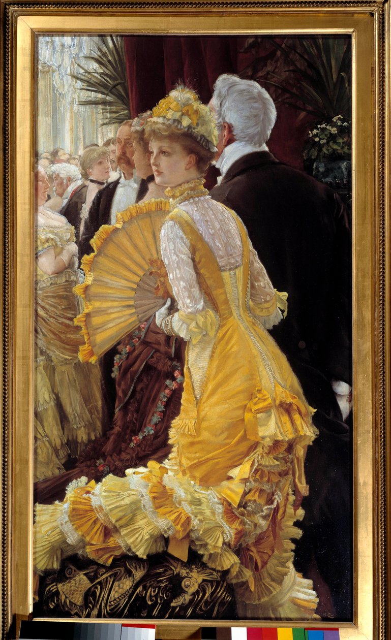 Gelbes Kleid: elegantes Paar bei einem gesellschaftlichen Abend von James Jacques Joseph Tissot