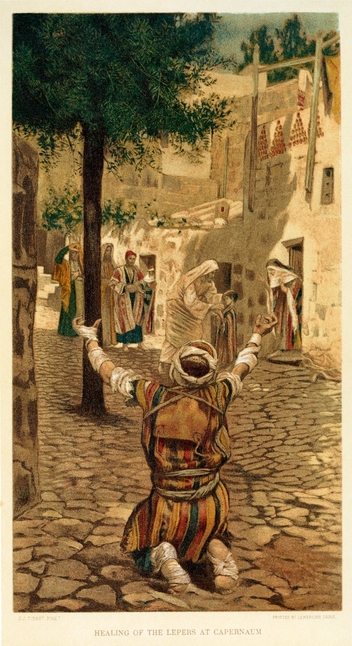 Heilung der Aussätzigen in Kapernaum, Markus - Bibel von James Jacques Joseph after Tissot