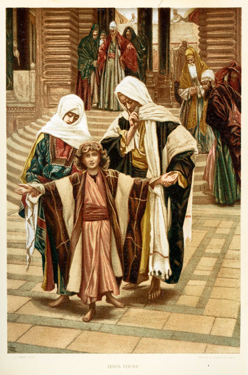 Jesus gefunden, Lukas Kapitel 2 - Bibel von James Jacques Joseph after Tissot