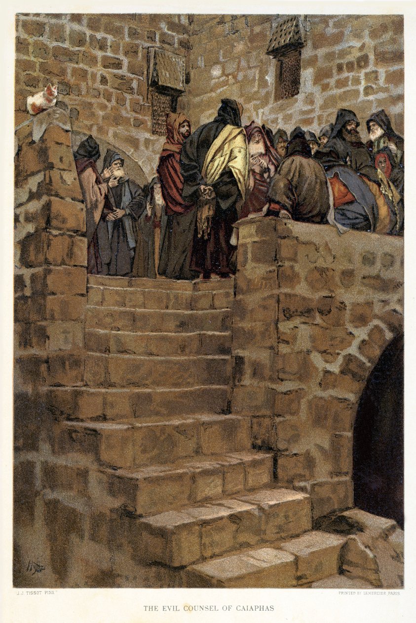Der böse Rat des Kaiphas - St. Johannes - Bibel von James Jacques Joseph after Tissot