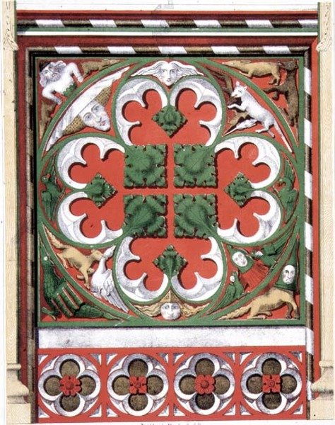 Details eines bemalten Chorschranks in der Kirche von Dickleburgh, Norfolk, aus 
