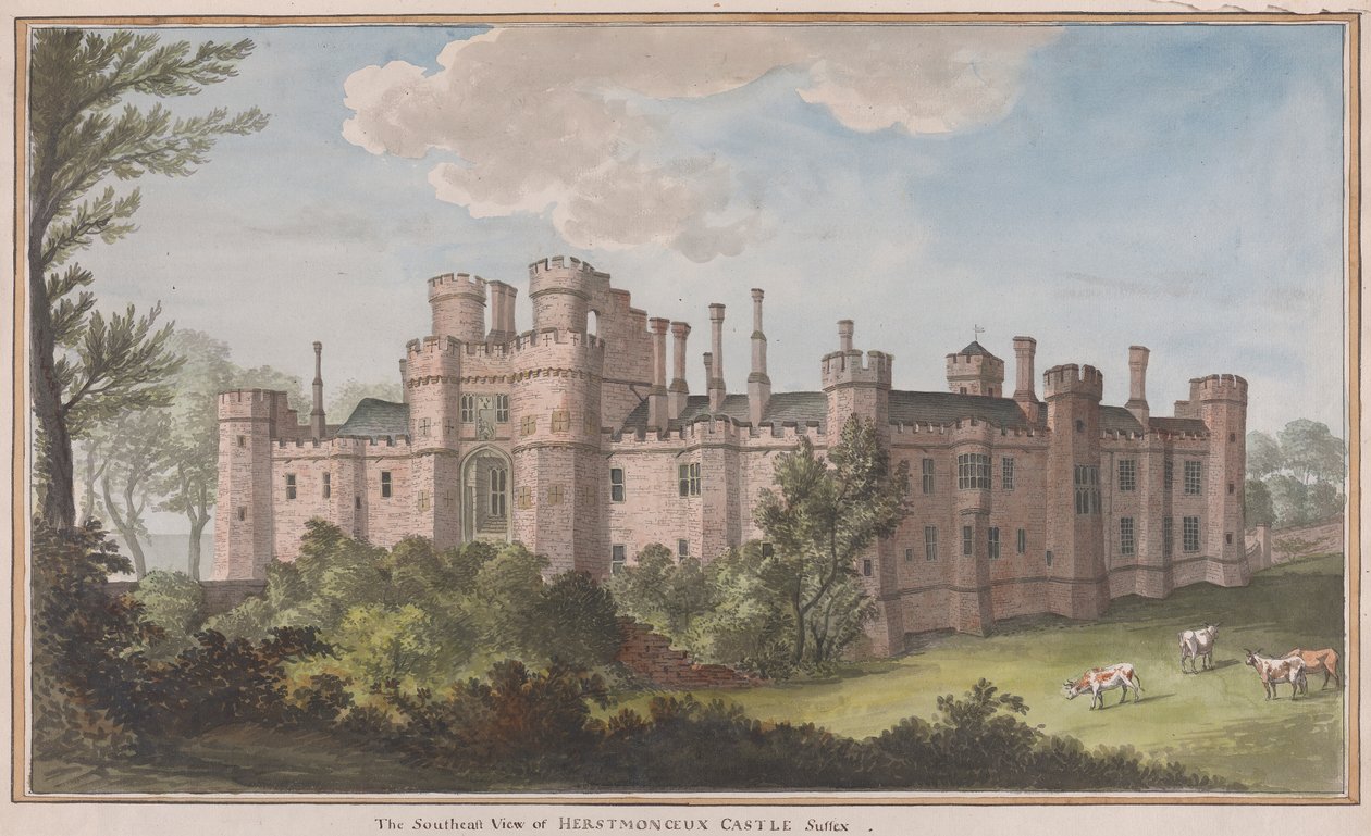 Schloss Herstmonceux, East Sussex: Südostansicht von James Lambert  of Lewes