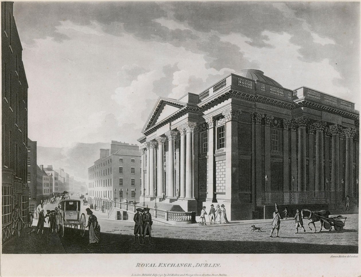 Die Königliche Börse (jetzt Rathaus), Cork Hill, Dublin von James Malton