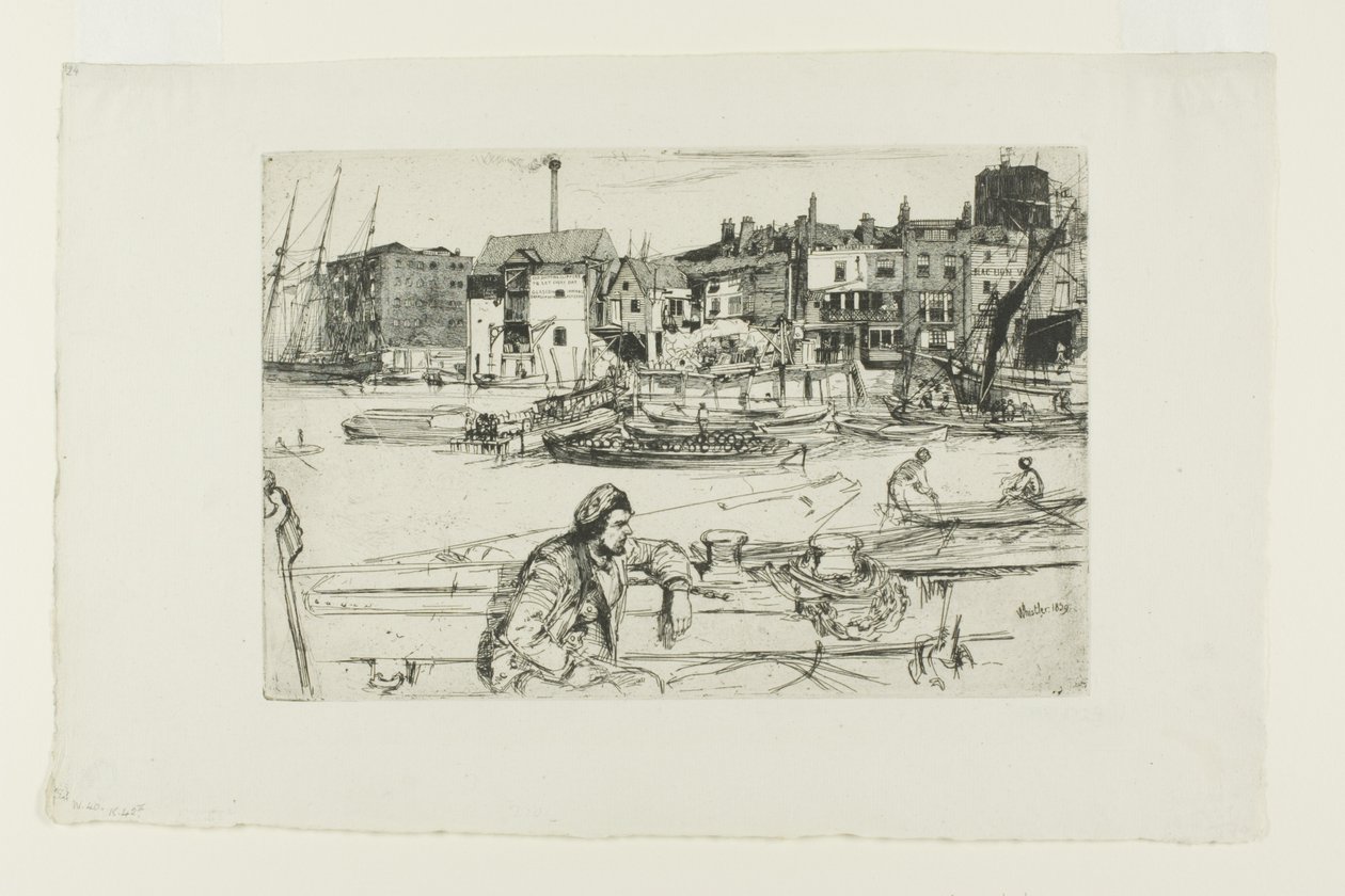 Black Lion Wharf, aus einer Serie von sechzehn Radierungen von Szenen auf der Themse (das "Thames Set") von James Abbott McNeill Whistler
