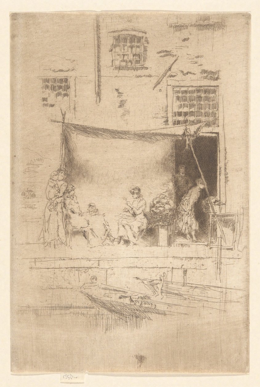 Obststand, aus dem zweiten Venedig-Set (Ein Satz von sechsundzwanzig Radierungen) von James Abbott McNeill Whistler