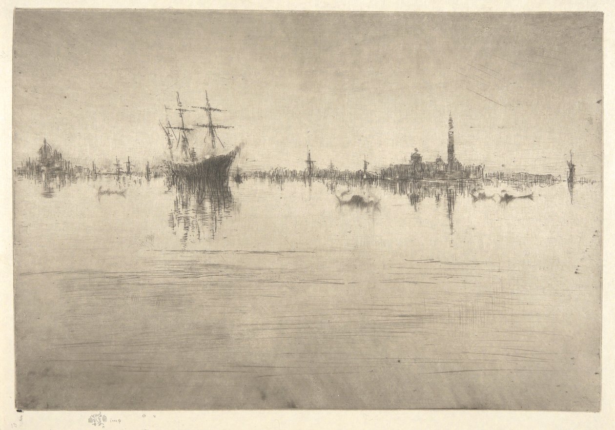 Nocturne, aus dem First Venice Set (Venedig, eine Serie von zwölf Radierungen) von James Abbott McNeill Whistler