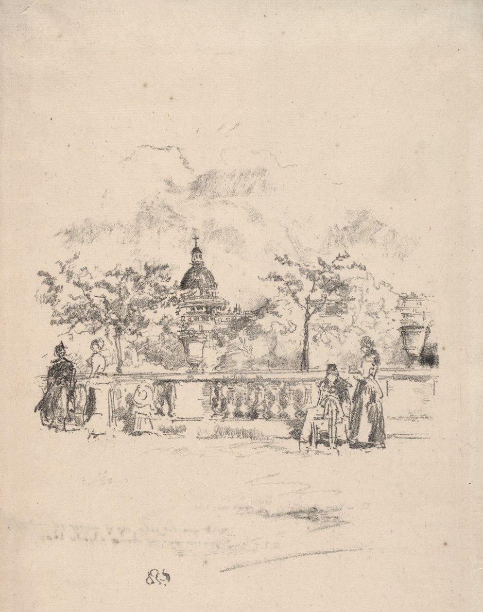 Pantheon von der Terrasse der Luxemburger Gärten von James McNeill Whistler