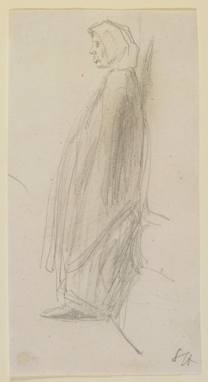 Profilschskizze einer stehenden alten Frau von James Abbott McNeill Whistler