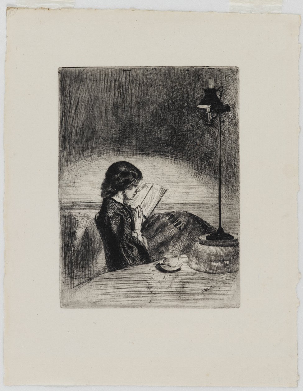 Lesen bei Lampenlicht von James Abbott McNeill Whistler