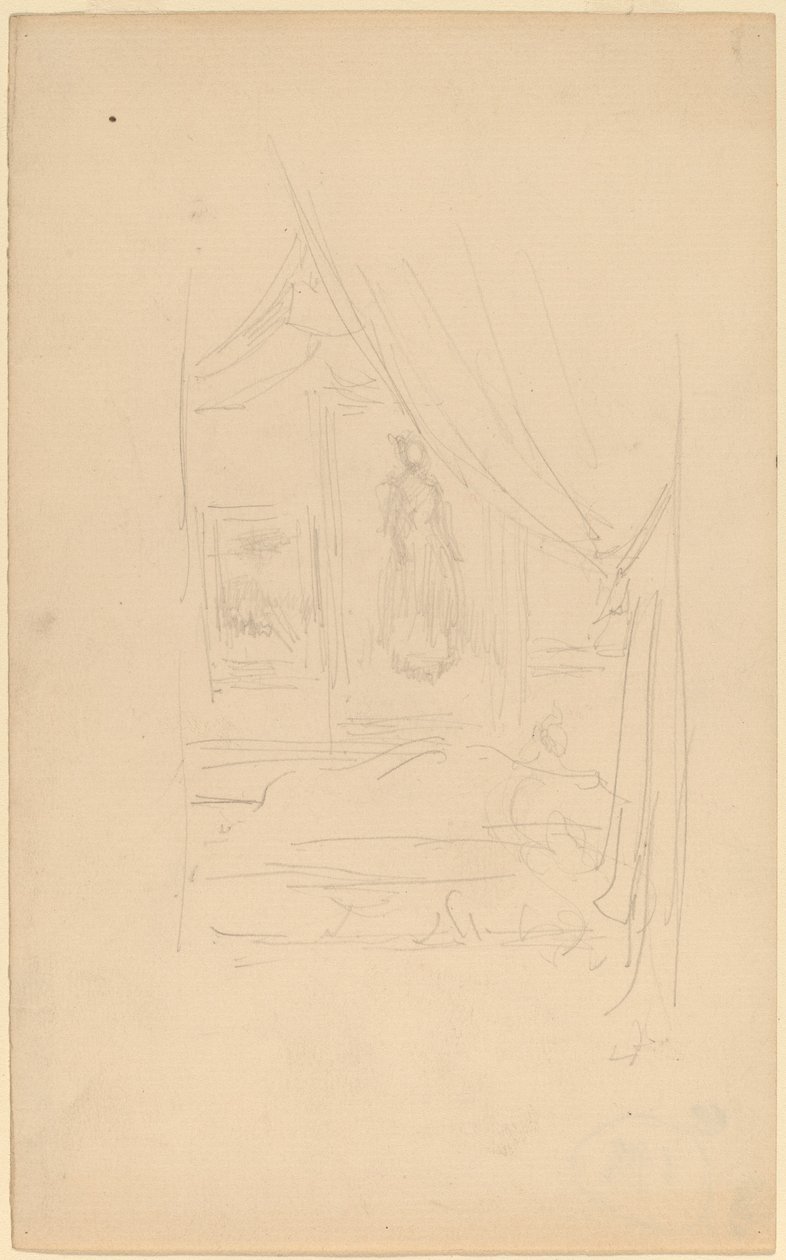 Skizze von Mrs. Godwins Porträt, als es bei der Society of British Artists ausgestellt wurde von James Abbott McNeill Whistler