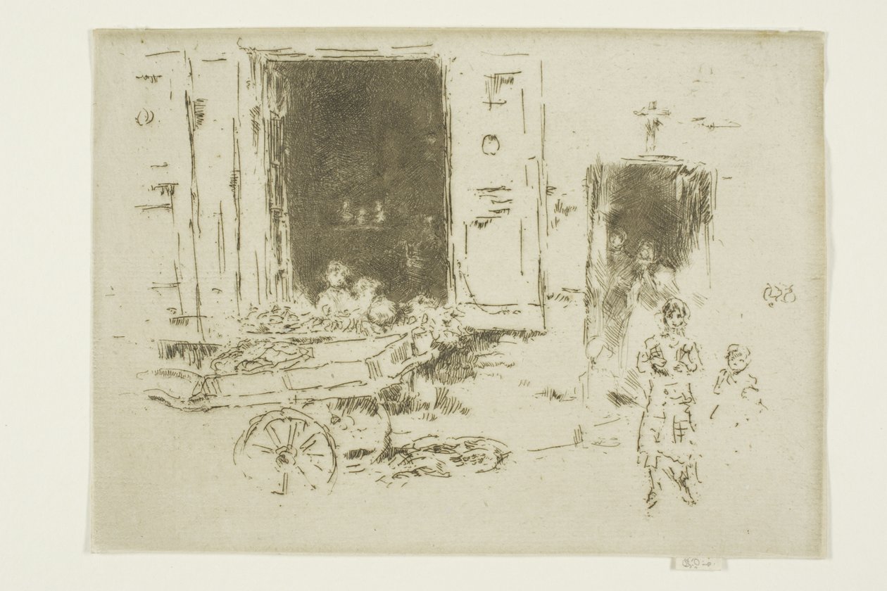 Der Schubkarren - Quartier des Marolles, Brüssel von James Abbott McNeill Whistler