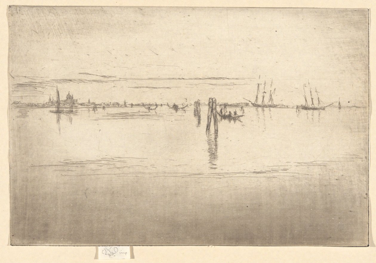Die Lange Lagune, aus dem Zweiten Venedig-Set (Ein Satz von sechsundzwanzig Radierungen) von James Abbott McNeill Whistler