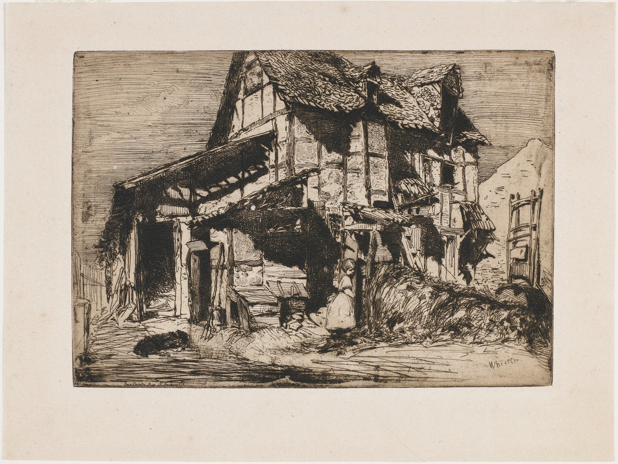 Das unsichere Mietshaus. Eine der zwölf Radierungen aus der Natur (Das französische Set) von James Abbott McNeill Whistler