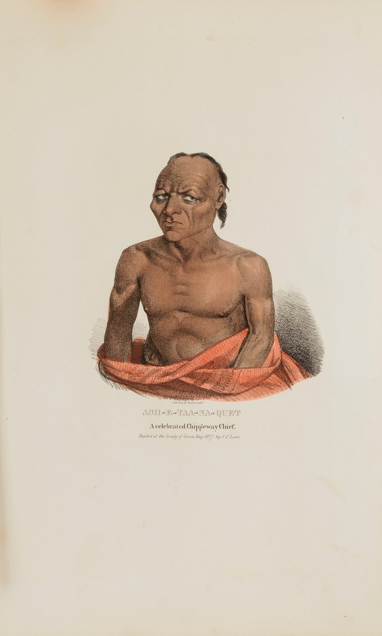 ASH-E-TAA-NA-QUET; Ein berühmter Chippeway-Häuptling, aus dem Aboriginal Portfolio von James Otto Lewis