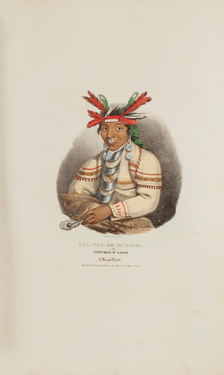 CAA-TAA-KE MUNG-GA oder der Gefleckte Loon, ein Miami-Häuptling, aus The Aboriginal Portfolio von James Otto Lewis
