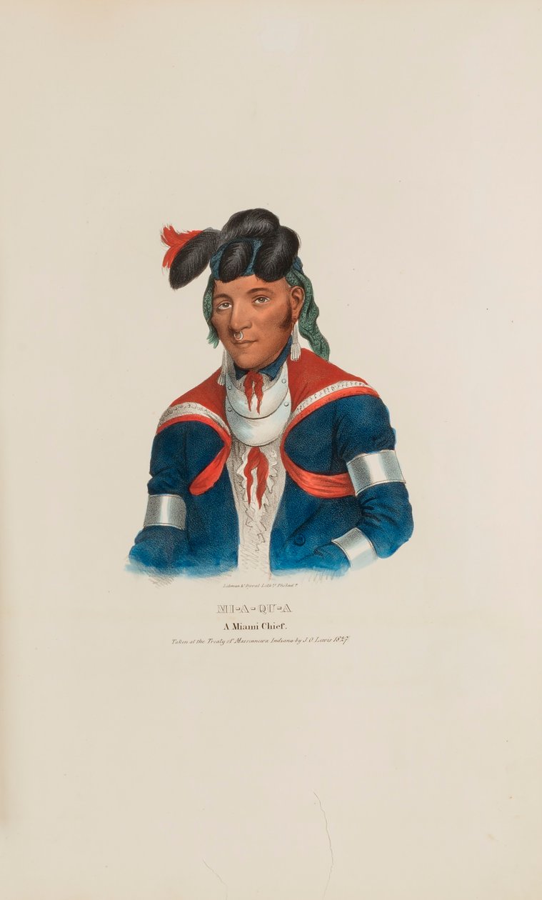 MI-A-QU-A; Ein Miami-Häuptling, aus The Aboriginal Portfolio von James Otto Lewis