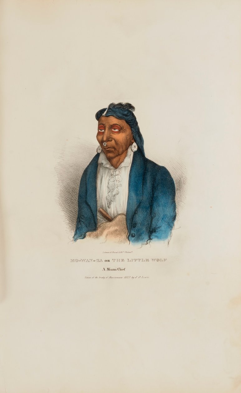 MO-WAN-ZA oder Der kleine Wolf; Ein Miami-Häuptling, aus dem Aboriginal Portfolio von James Otto Lewis