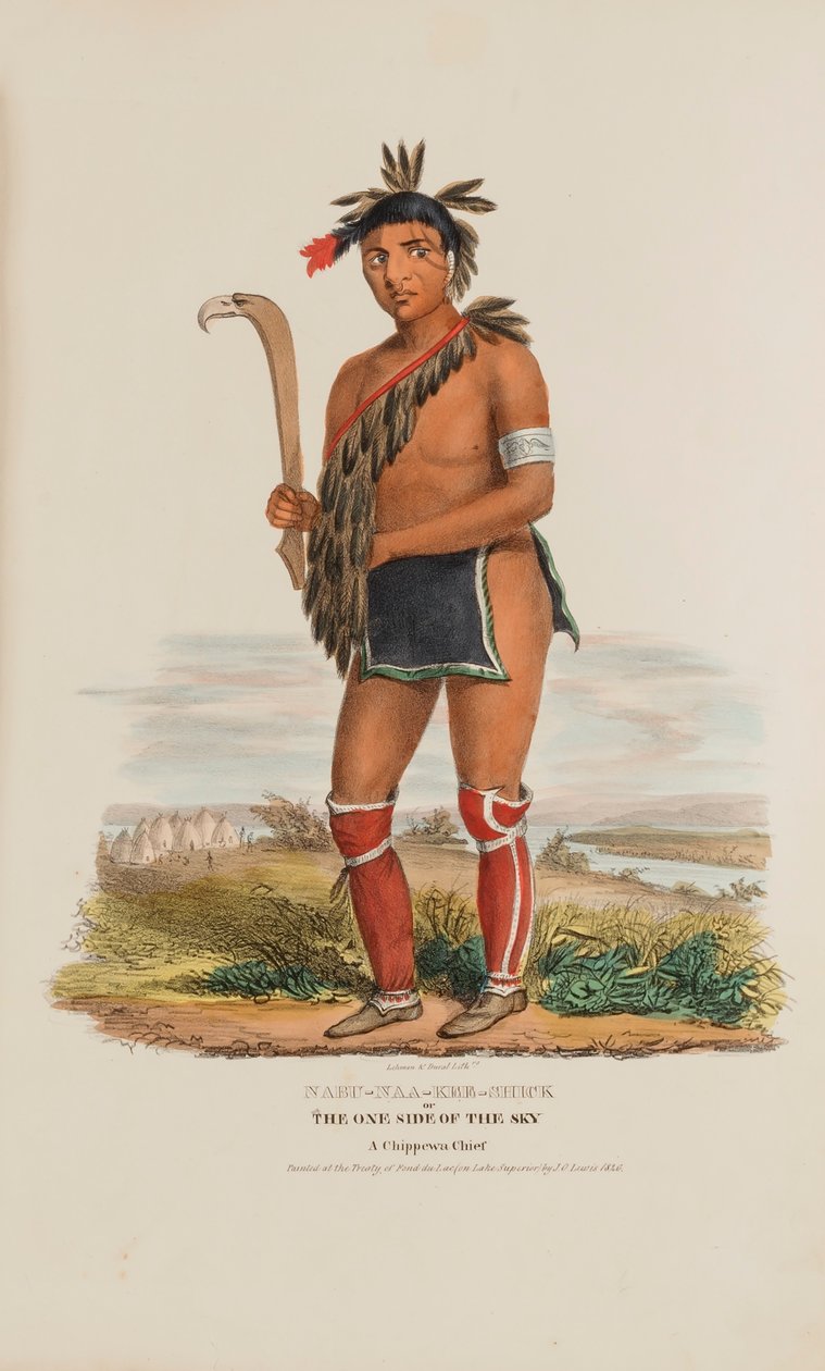 NABU-NAA-KEE-SHICK oder Die eine Seite des Himmels, Ein Chippewa-Häuptling, aus The Aboriginal Portfolio von James Otto Lewis